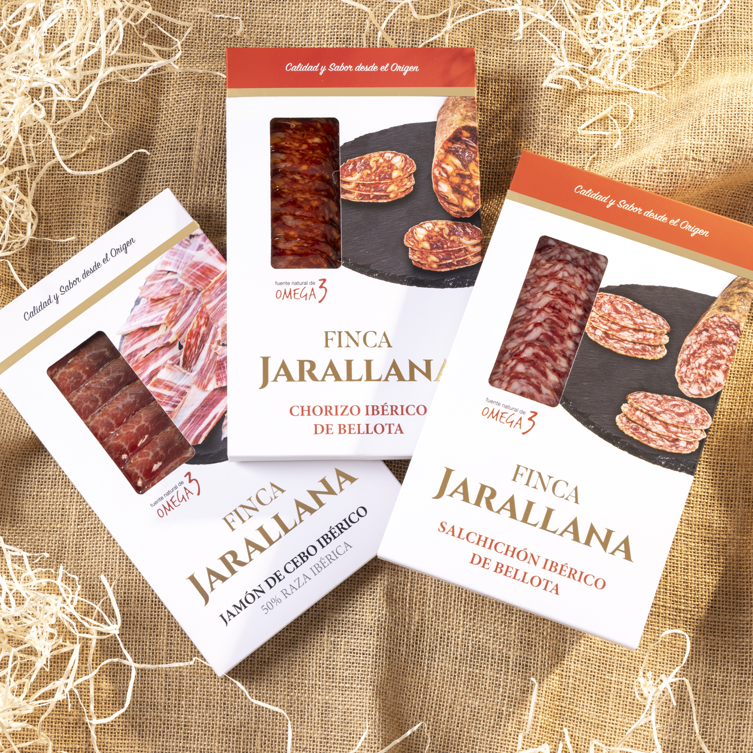 Pack Jamón cebo ibérico 50% , Chorizo bellota y salchichón bellota